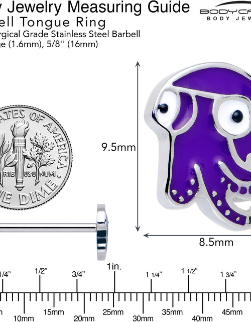 Load image into Gallery viewer, Purple Octopus Barbell Tongue Ring
