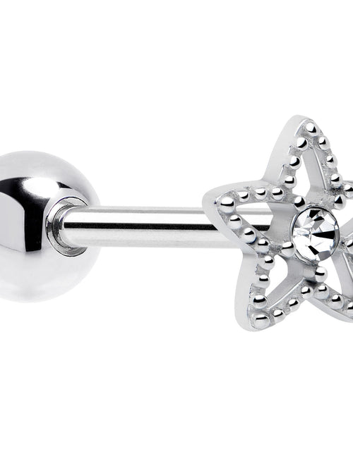 Load image into Gallery viewer, Clear Gem Star Texture Barbell Tongue Ring
