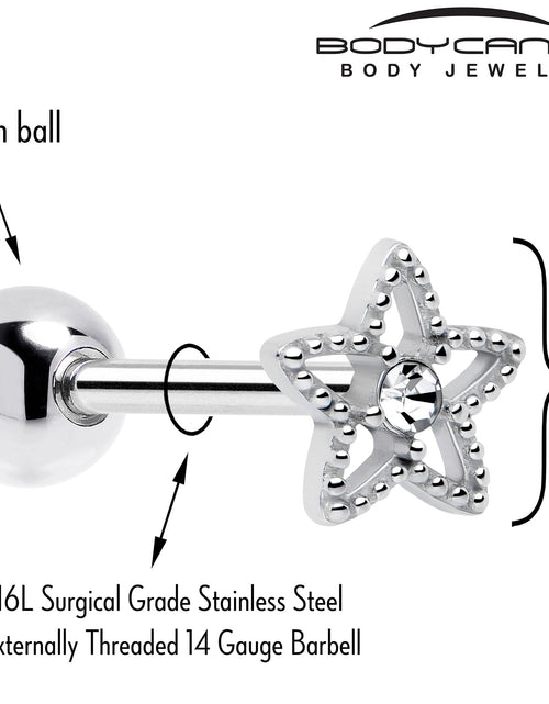 Load image into Gallery viewer, Clear Gem Star Texture Barbell Tongue Ring
