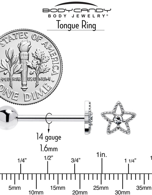 Load image into Gallery viewer, Clear Gem Star Texture Barbell Tongue Ring
