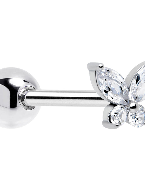 Load image into Gallery viewer, Clear CZ Gem Open Wing Butterfly Barbell Tongue Ring
