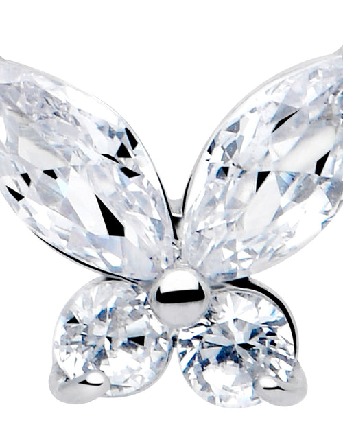 Load image into Gallery viewer, Clear CZ Gem Open Wing Butterfly Barbell Tongue Ring
