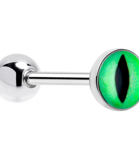 Kitty Green Eye UV Reactive Barbell Tongue Ring