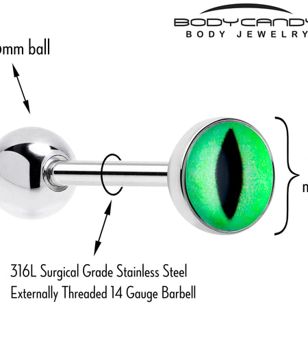 Kitty Green Eye UV Reactive Barbell Tongue Ring