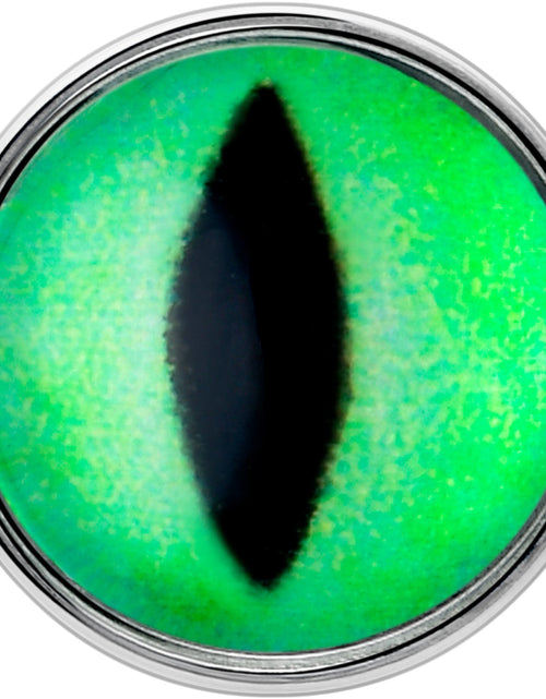 Load image into Gallery viewer, Kitty Green Eye UV Reactive Barbell Tongue Ring
