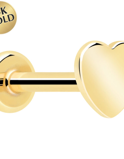 Load image into Gallery viewer, 14k Solid Yellow Gold 3mm Heart Threadless Push In Flat Back Stud
