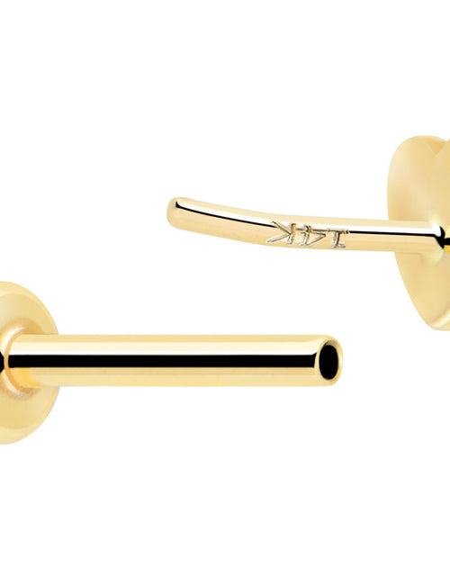 Load image into Gallery viewer, 14k Solid Yellow Gold 3mm Heart Threadless Push In Flat Back Stud
