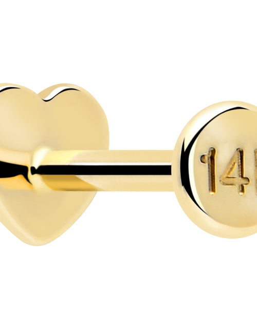 Load image into Gallery viewer, 14k Solid Yellow Gold 3mm Heart Threadless Push In Flat Back Stud
