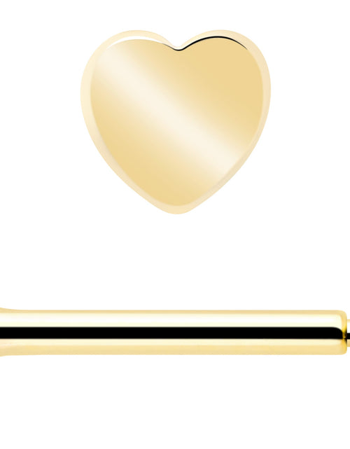 Load image into Gallery viewer, 14k Solid Yellow Gold 3mm Heart Threadless Push In Flat Back Stud
