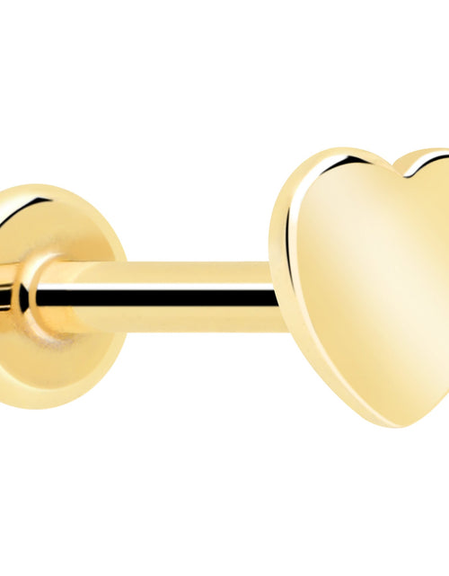 Load image into Gallery viewer, 14k Solid Yellow Gold 3mm Heart Threadless Push In Flat Back Stud
