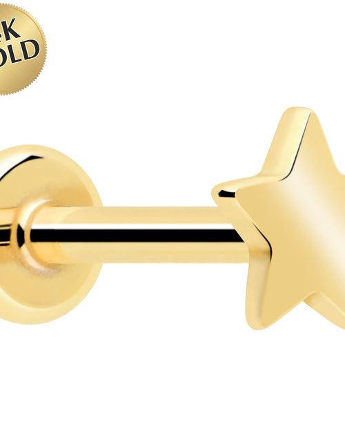 Load image into Gallery viewer, 14k Solid Yellow Gold 3mm Star Threadless Push In Flat Back Stud
