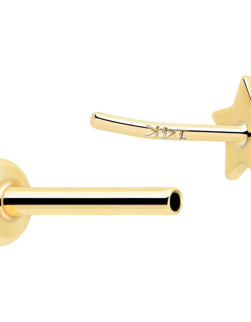 Load image into Gallery viewer, 14k Solid Yellow Gold 3mm Star Threadless Push In Flat Back Stud
