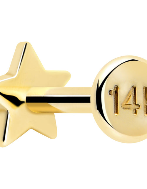 Load image into Gallery viewer, 14k Solid Yellow Gold 3mm Star Threadless Push In Flat Back Stud
