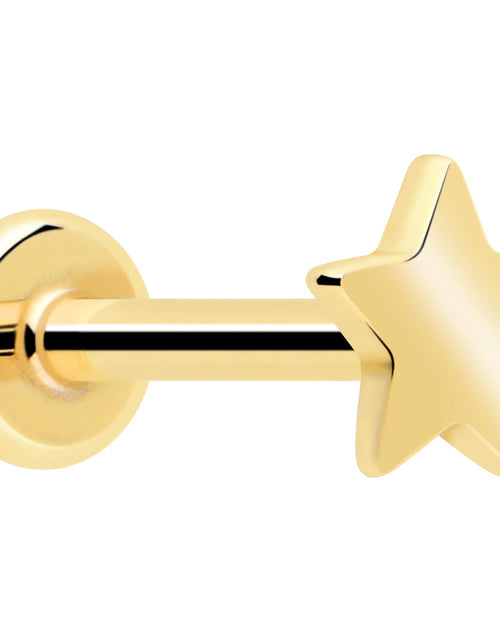Load image into Gallery viewer, 14k Solid Yellow Gold 3mm Star Threadless Push In Flat Back Stud
