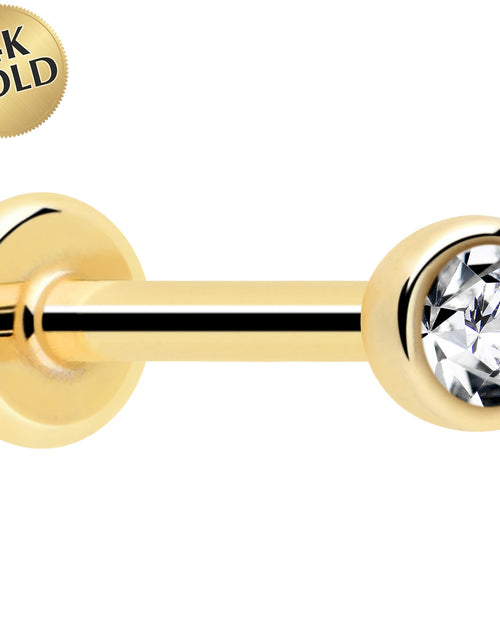 Load image into Gallery viewer, 14k Solid Yellow Gold 2mm CZ Gem Threadless Push In Flat Back Stud
