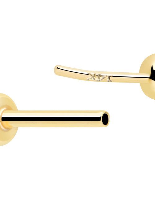 Load image into Gallery viewer, 14k Solid Yellow Gold 2mm CZ Gem Threadless Push In Flat Back Stud
