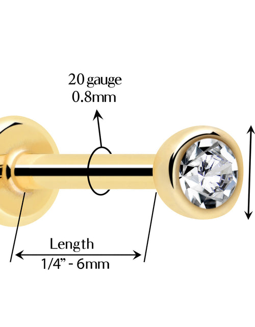 Load image into Gallery viewer, 14k Solid Yellow Gold 2mm CZ Gem Threadless Push In Flat Back Stud
