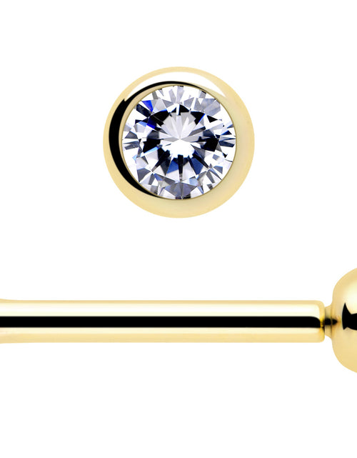 Load image into Gallery viewer, 14k Solid Yellow Gold 2mm CZ Gem Threadless Push In Flat Back Stud
