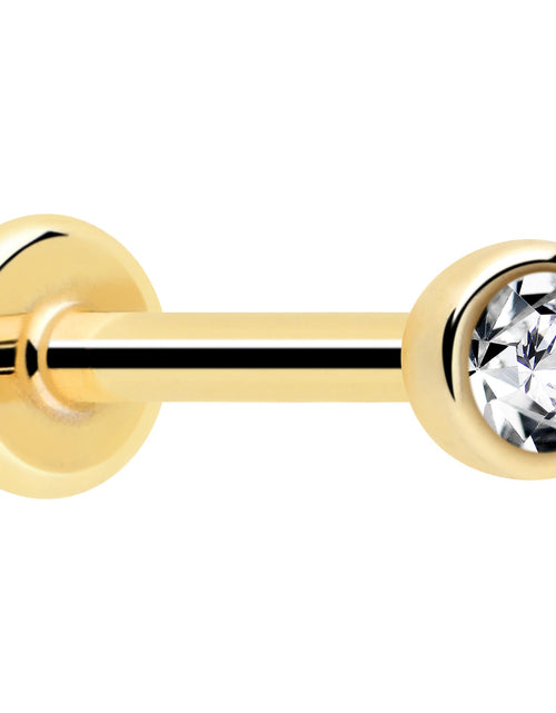 Load image into Gallery viewer, 14k Solid Yellow Gold 2mm CZ Gem Threadless Push In Flat Back Stud

