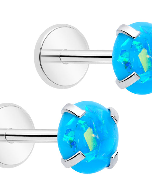 Load image into Gallery viewer, 4mm Synthetic Opal Threadless Flat Back Earrings
