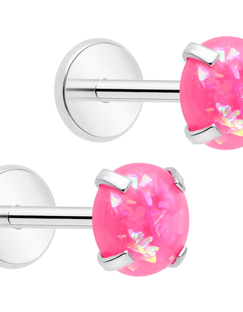 Load image into Gallery viewer, 4mm Synthetic Opal Threadless Flat Back Earrings
