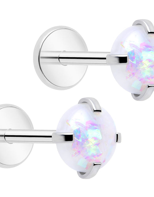 Load image into Gallery viewer, 4mm Synthetic Opal Threadless Flat Back Earrings
