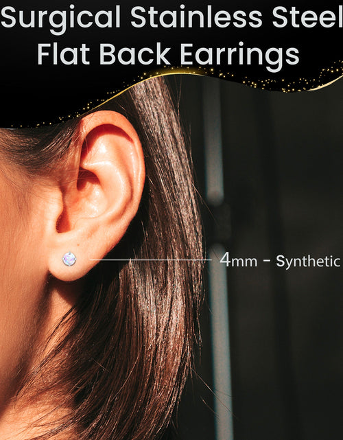 Load image into Gallery viewer, 4mm Synthetic Opal Threadless Flat Back Earrings
