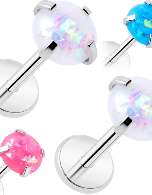 Load image into Gallery viewer, 4mm Synthetic Opal Threadless Flat Back Earrings

