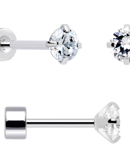 Load image into Gallery viewer, 20G Clear Gem White Orb Flatback Earring Set of 6
