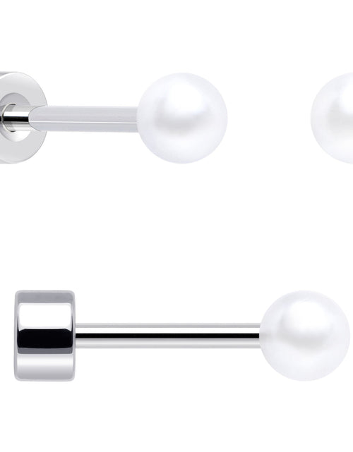 Load image into Gallery viewer, 20G Clear Gem White Orb Flatback Earring Set of 6
