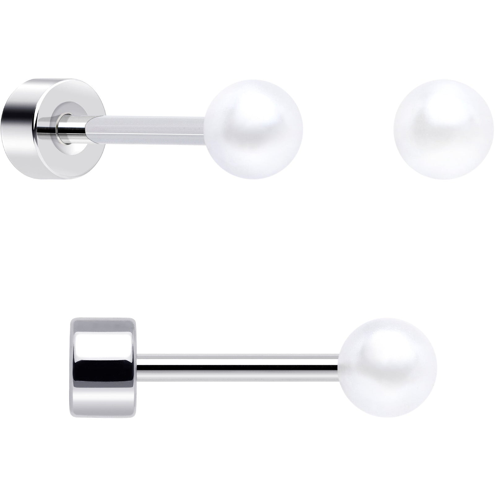 20G Clear Gem White Orb Flatback Earring Set of 6