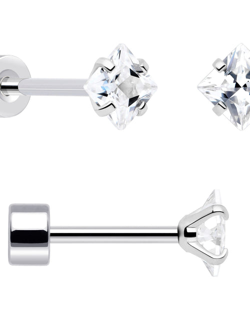 Load image into Gallery viewer, 20G Clear Gem White Orb Flatback Earring Set of 6
