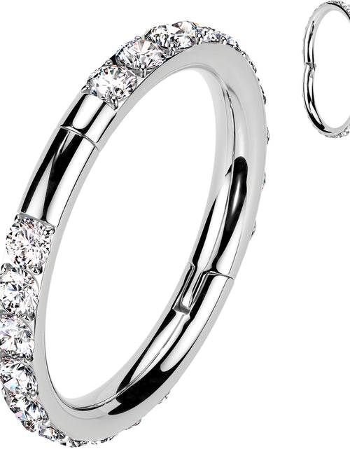 Load image into Gallery viewer, Implant Grade Titanium Forward CZ Double Sided Hoop Segment Ring
