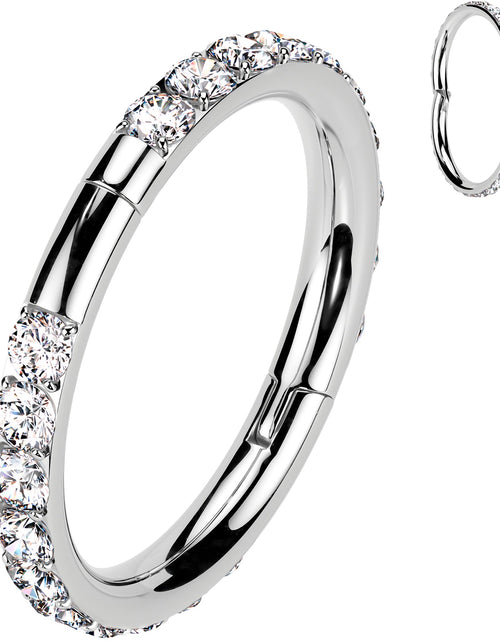 Load image into Gallery viewer, Implant Grade Titanium Forward CZ Double Sided Hoop Segment Ring
