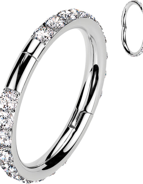 Load image into Gallery viewer, Implant Grade Titanium Forward CZ Double Sided Hoop Segment Ring
