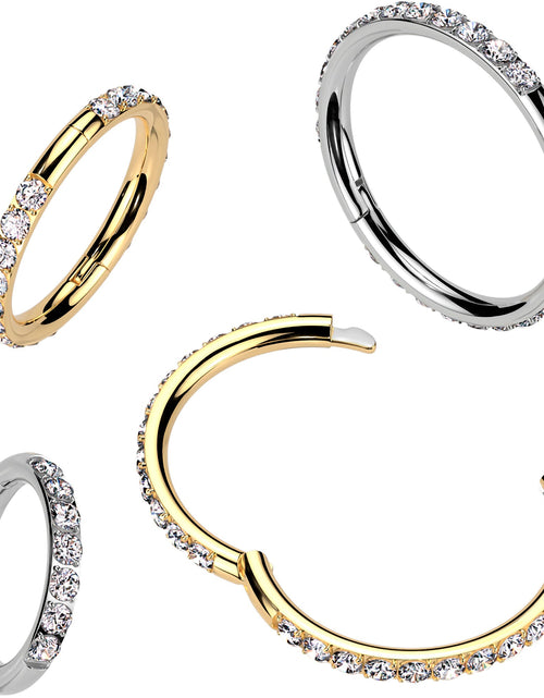 Load image into Gallery viewer, Implant Grade Titanium Forward CZ Double Sided Hoop Segment Ring
