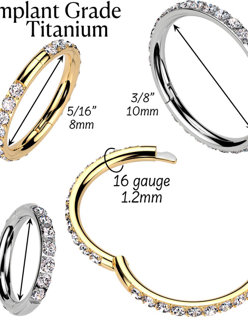 Load image into Gallery viewer, Implant Grade Titanium Forward CZ Double Sided Hoop Segment Ring
