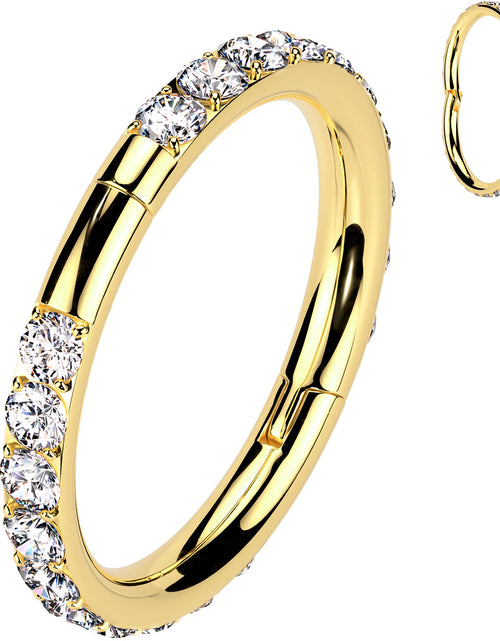 Load image into Gallery viewer, Implant Grade Titanium Forward CZ Double Sided Hoop Segment Ring
