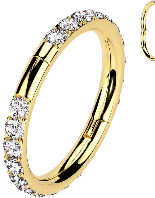 Load image into Gallery viewer, Implant Grade Titanium Forward CZ Double Sided Hoop Segment Ring
