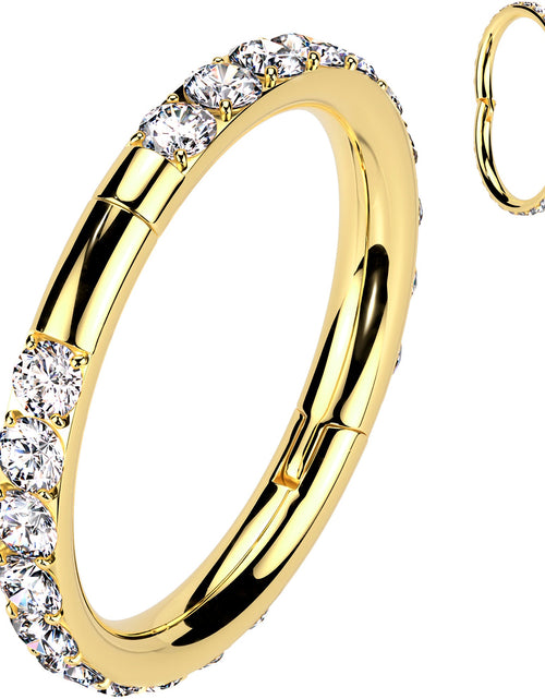 Load image into Gallery viewer, Implant Grade Titanium Forward CZ Double Sided Hoop Segment Ring
