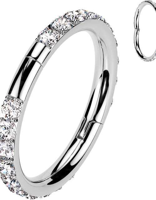Load image into Gallery viewer, Implant Grade Titanium Forward CZ Double Sided Hoop Segment Ring
