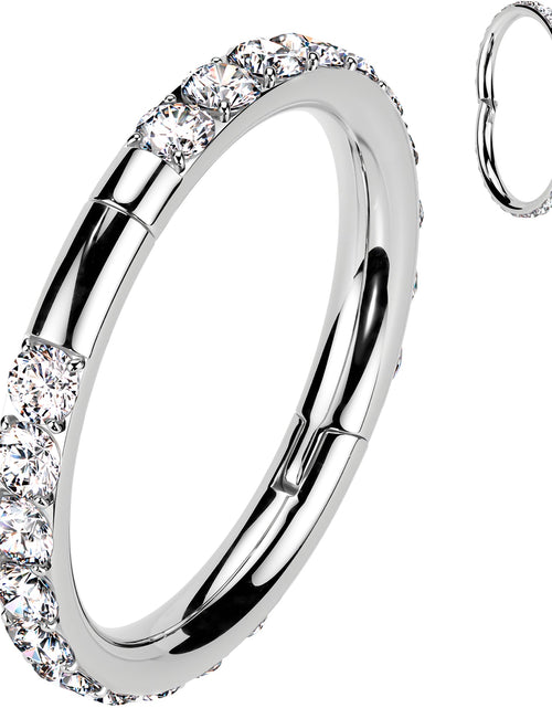 Load image into Gallery viewer, Implant Grade Titanium Forward CZ Double Sided Hoop Segment Ring
