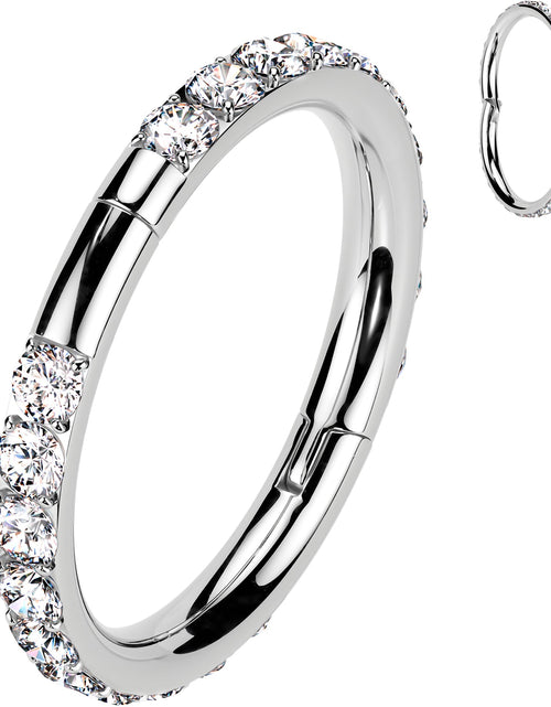 Load image into Gallery viewer, Implant Grade Titanium Forward CZ Double Sided Hoop Segment Ring
