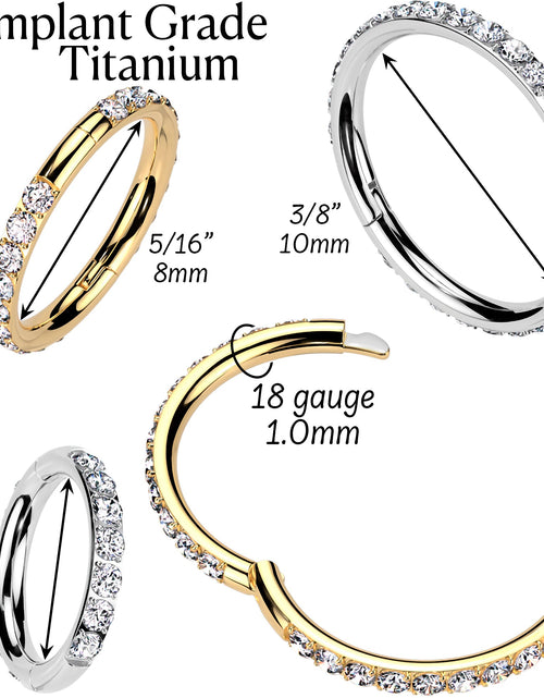 Load image into Gallery viewer, Implant Grade Titanium Forward CZ Double Sided Hoop Segment Ring
