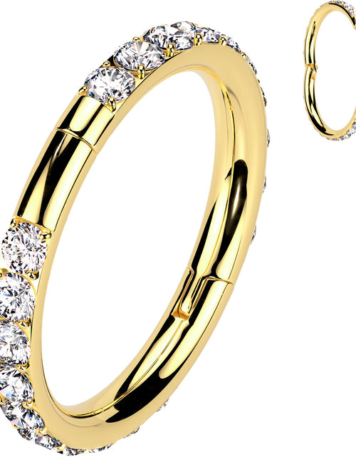 Load image into Gallery viewer, Implant Grade Titanium Forward CZ Double Sided Hoop Segment Ring
