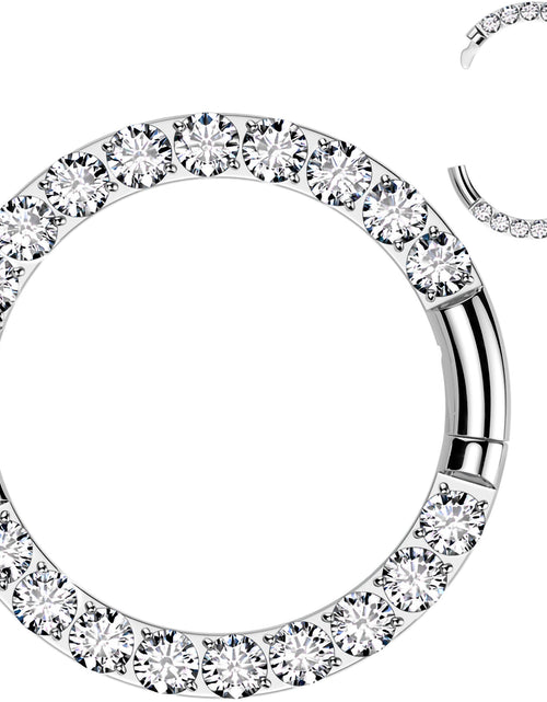 Load image into Gallery viewer, 16G Implant Grade Titanium CZ Double Row Hoop Segment Ring

