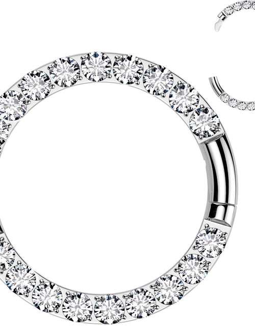 Load image into Gallery viewer, 16G Implant Grade Titanium CZ Double Row Hoop Segment Ring
