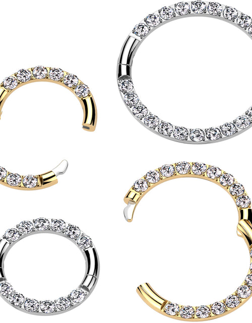 Load image into Gallery viewer, 16G Implant Grade Titanium CZ Double Row Hoop Segment Ring
