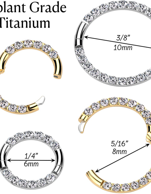 Load image into Gallery viewer, 16G Implant Grade Titanium CZ Double Row Hoop Segment Ring
