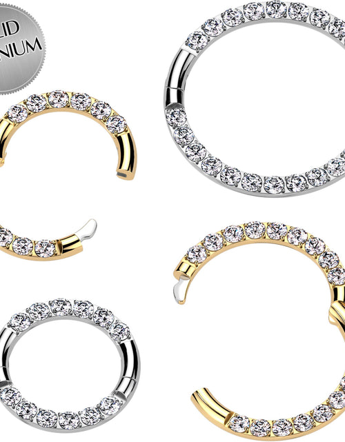 Load image into Gallery viewer, 16G Implant Grade Titanium CZ Double Row Hoop Segment Ring
